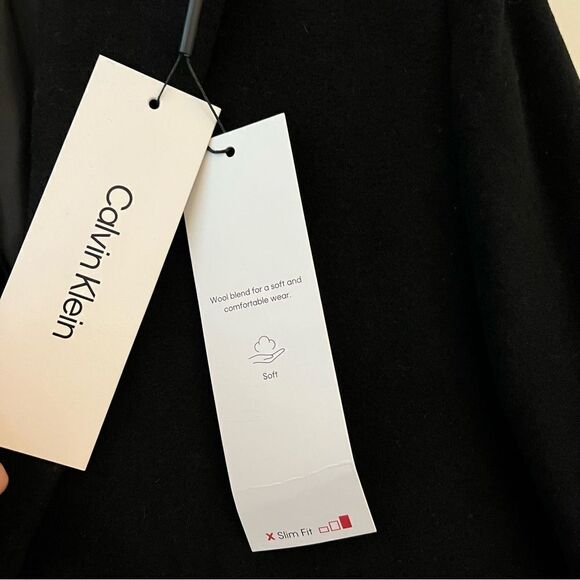 Men’s Calvin Klein Proper‎ Wool Blend 3 Botton Coat in Black, New with tags, 38R - Picture 5 of 10